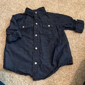 Boys Janie and Jack Blue Striped Roll Cuff Button Down | Size 3